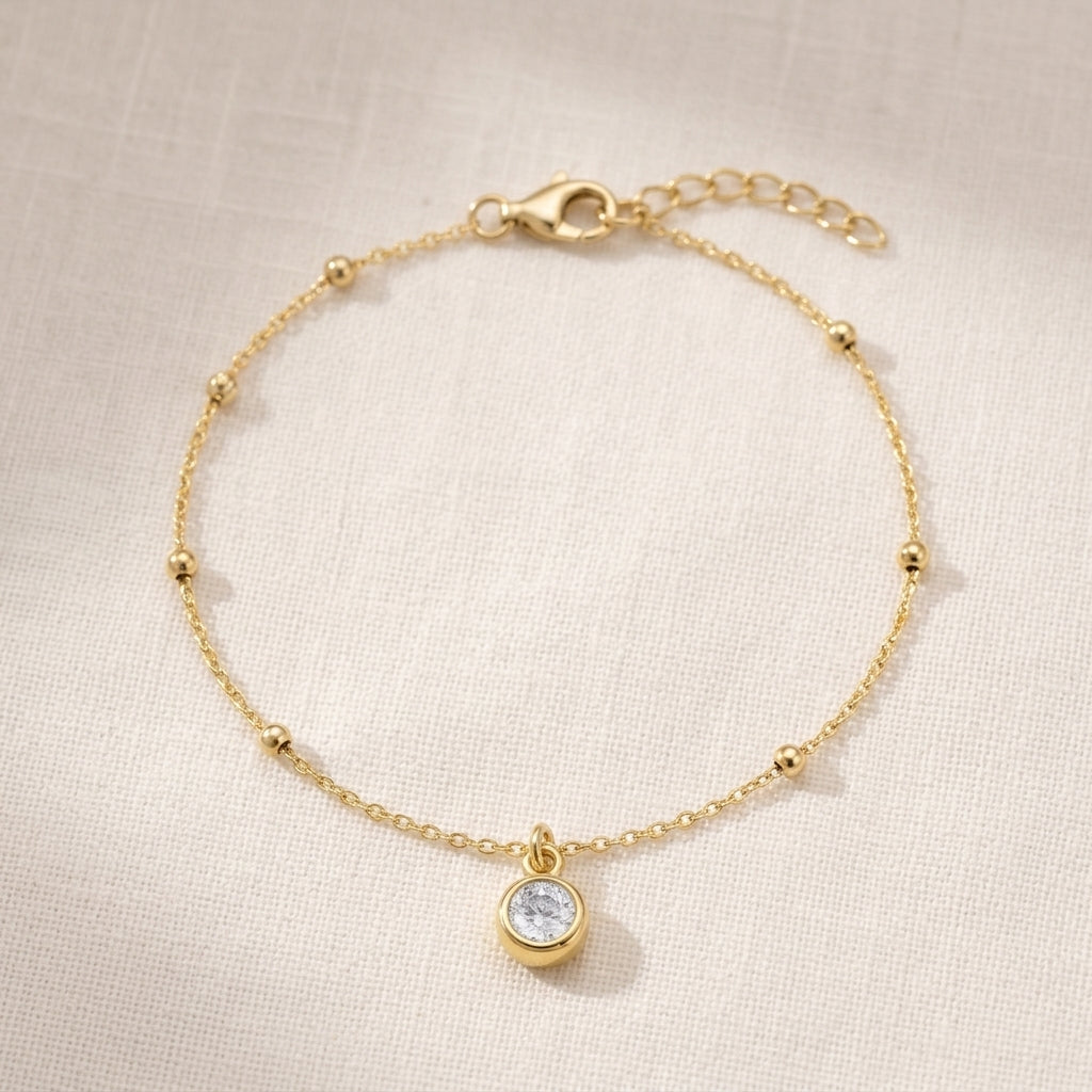 April Birthstone Bracelet | Crystal, Gold & Silver