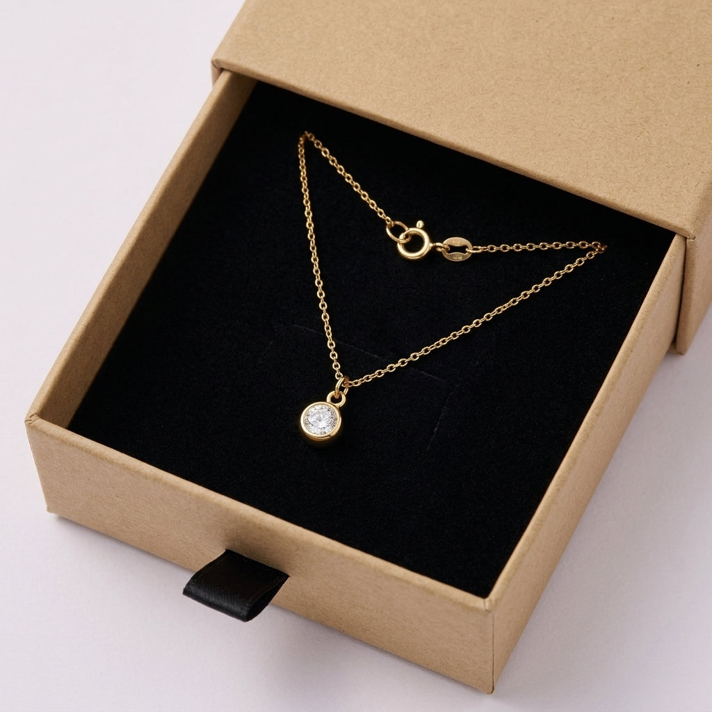 April Birthstone Necklace | Crystal, Gold & Silver