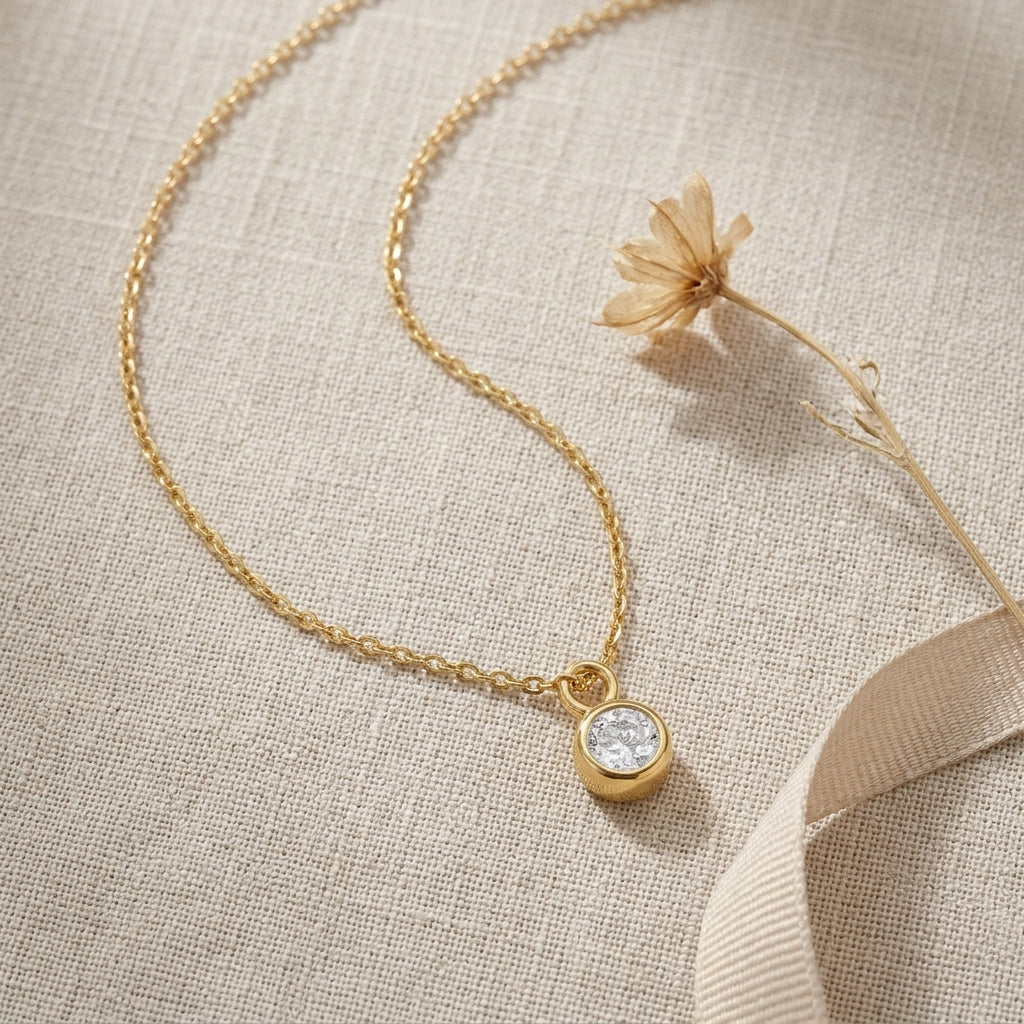 April Birthstone Necklace | Crystal, Gold & Silver