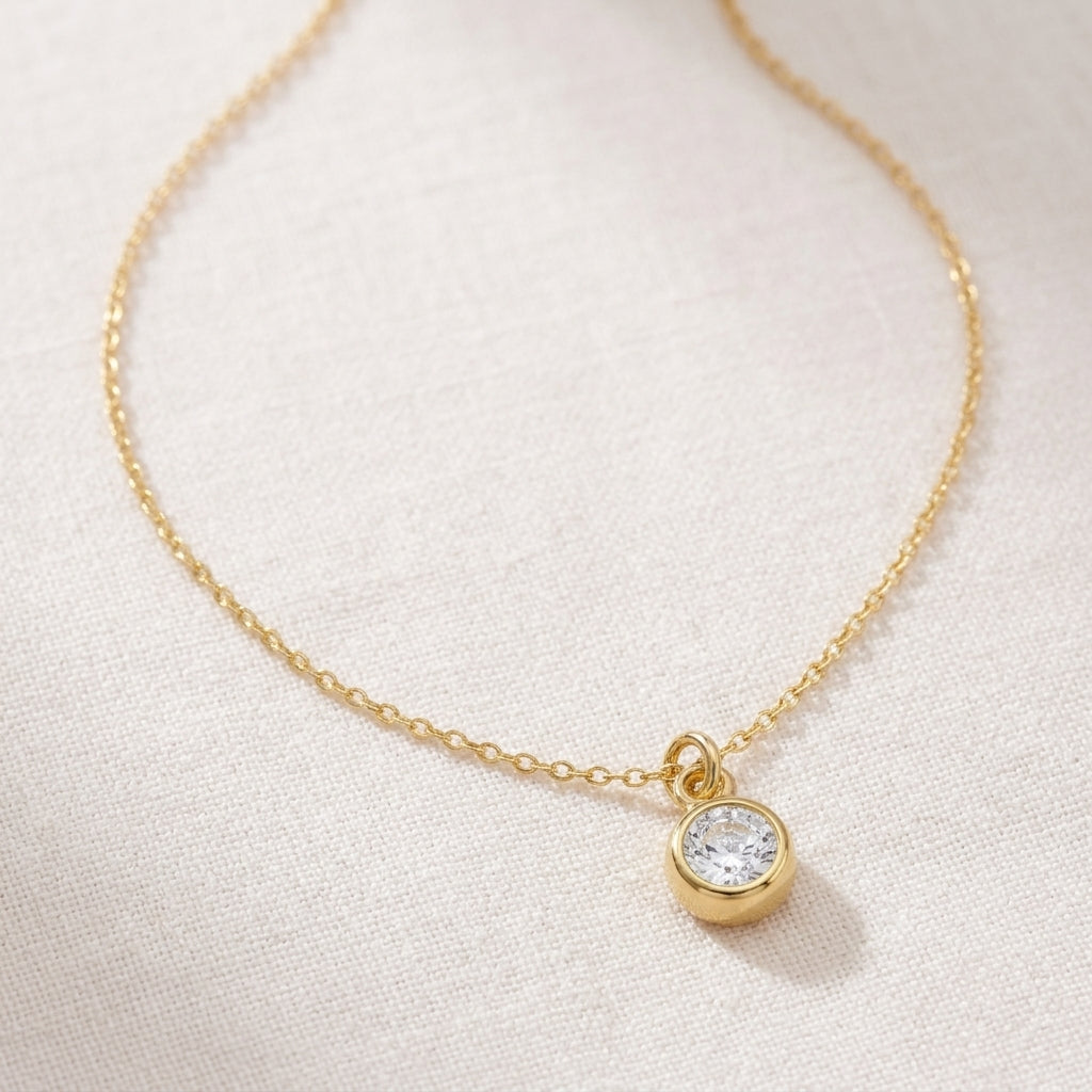 April Birthstone Necklace | Crystal, Gold & Silver