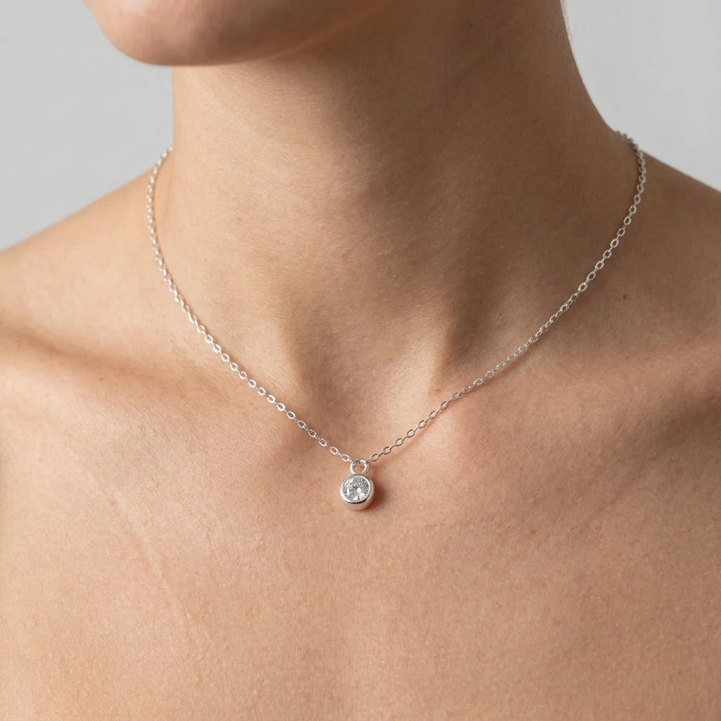 April Birthstone Necklace | Crystal, Gold & Silver