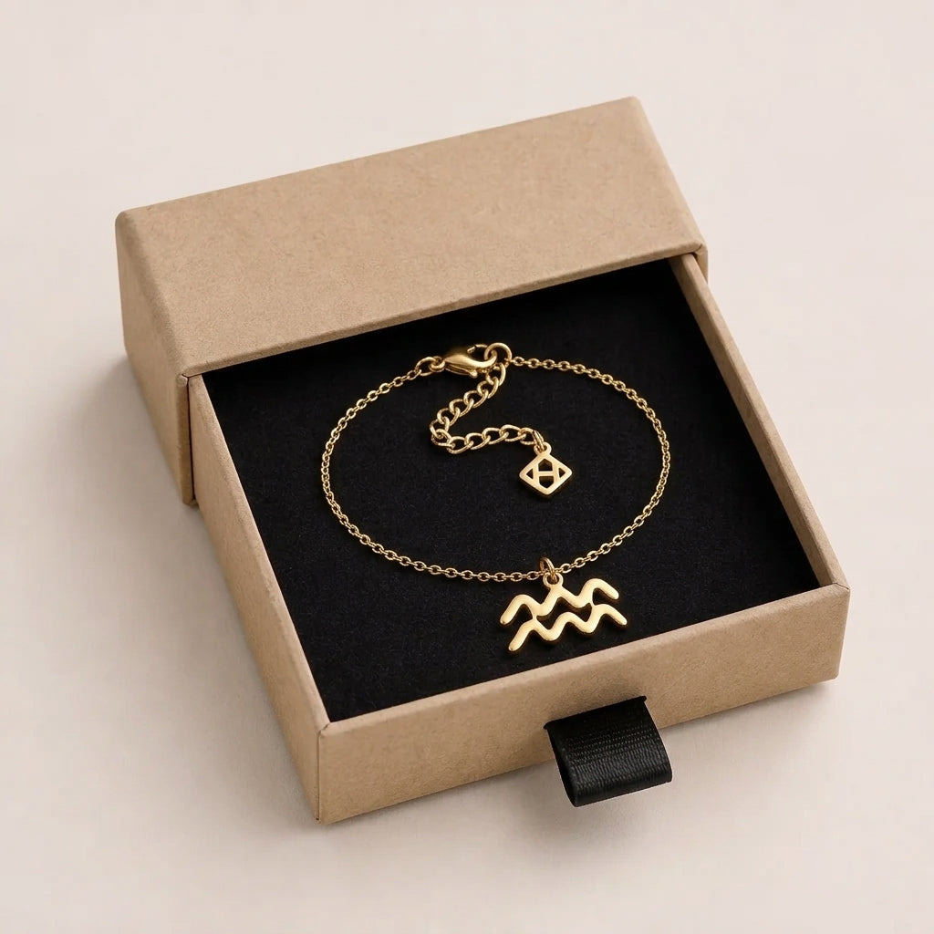 Aquarius Zodiac Bracelet | Star Sign Charm, Gold & Silver