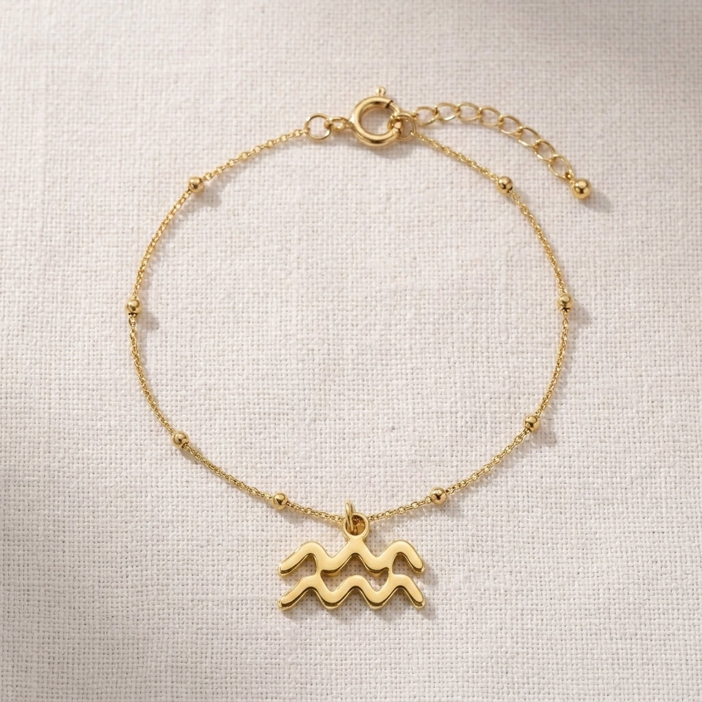 Aquarius Zodiac Bracelet | Star Sign Charm, Gold & Silver