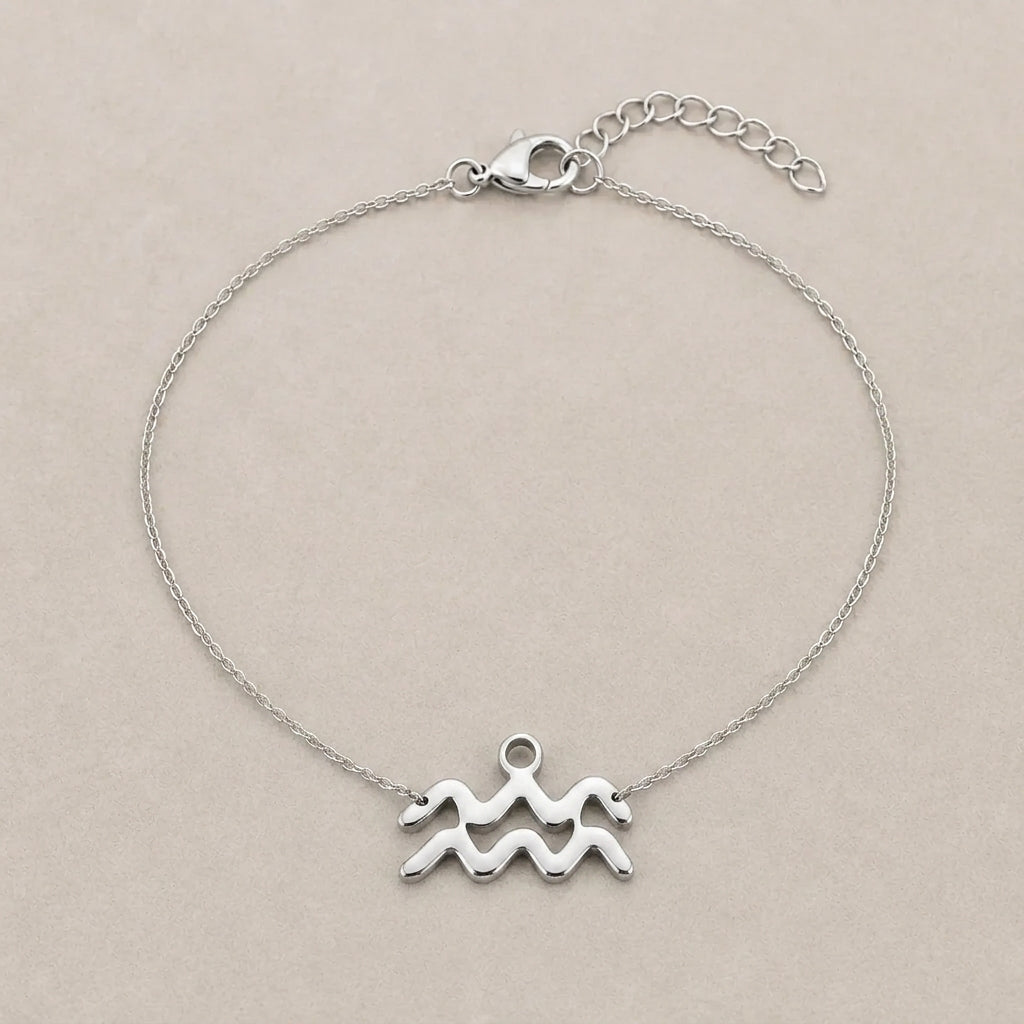 Aquarius Zodiac Bracelet | Star Sign Charm, Gold & Silver
