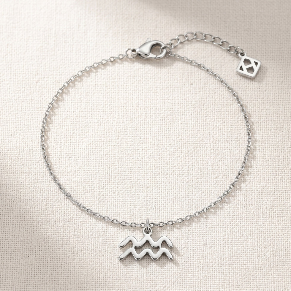 Bracelet du zodiaque Verseau | Breloque signe astrologique, or et argent