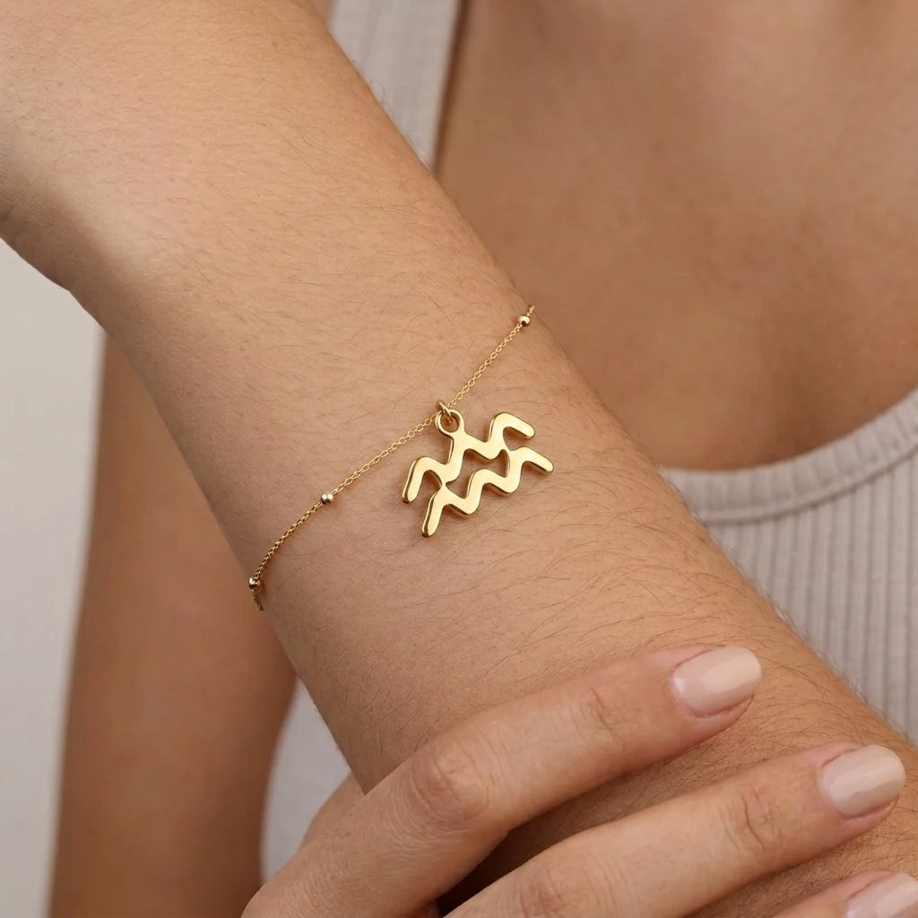 Aquarius Zodiac Bracelet | Star Sign Charm, Gold & Silver