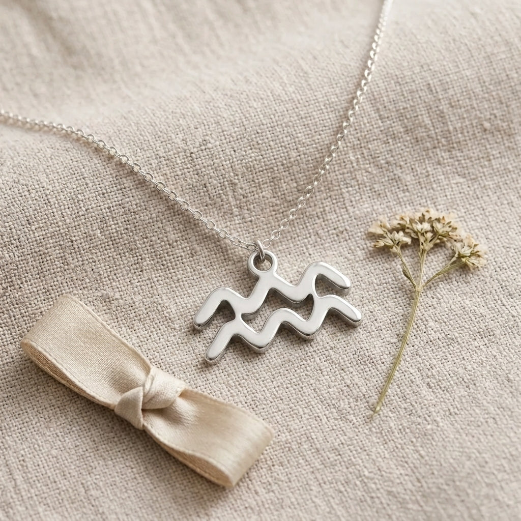 Aquarius Zodiac Necklace | Star Sign Pendant, Gold & Silver