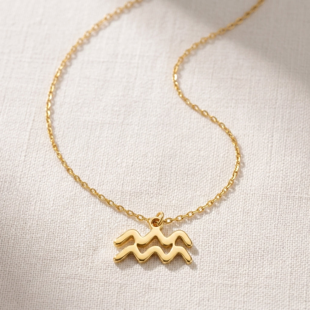 Aquarius Zodiac Necklace | Star Sign Pendant, Gold & Silver