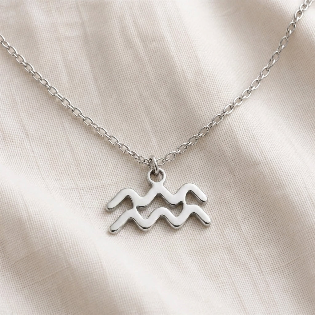 Aquarius Zodiac Necklace | Star Sign Pendant, Gold & Silver