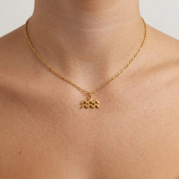 Aquarius Zodiac Necklace | Star Sign Pendant, Gold & Silver