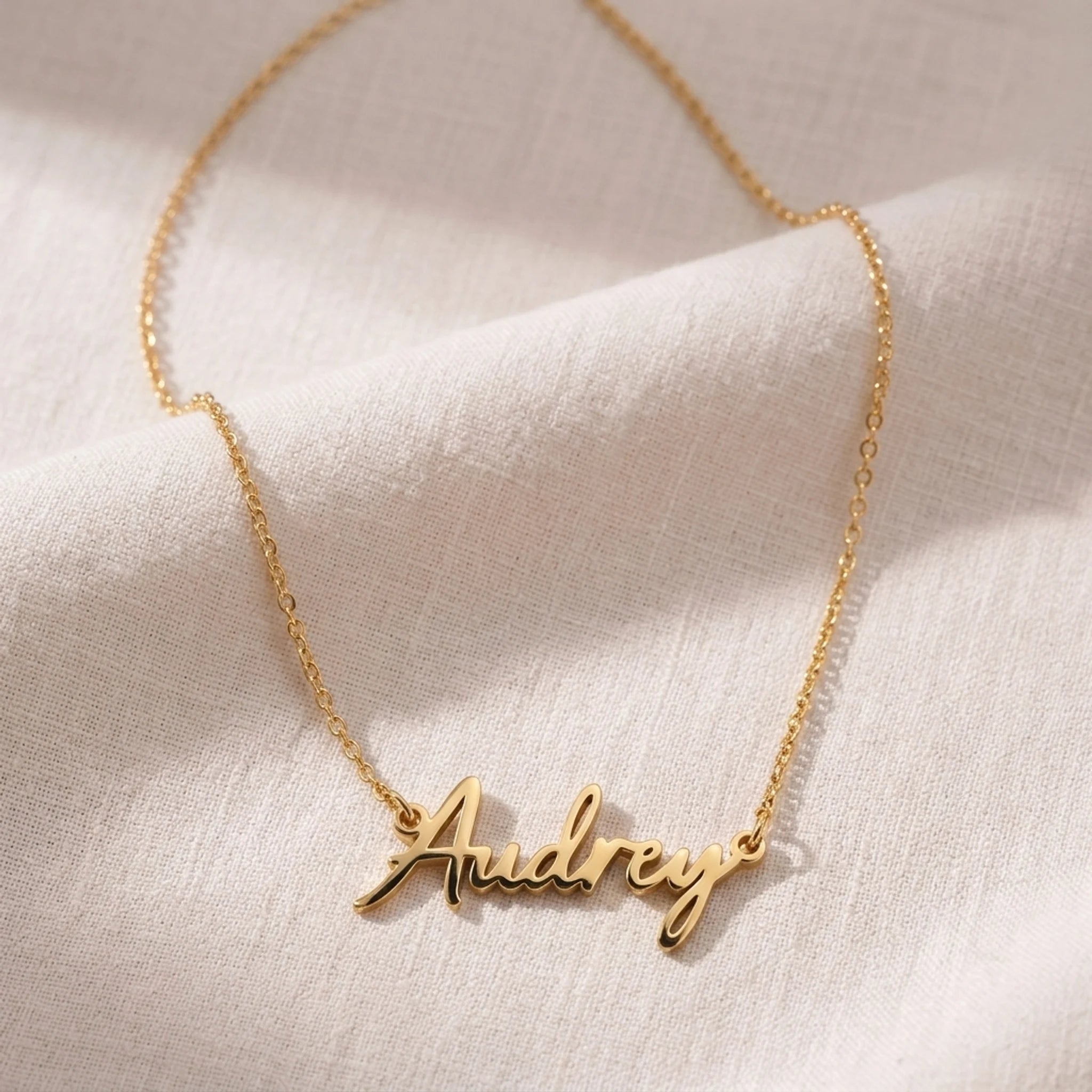 Audrey Name Necklace | 18ct Gold, Silver & Vermeil | Ready to Ship