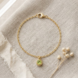 August Birthstone Bracelet | Peridot, Gold & Silver