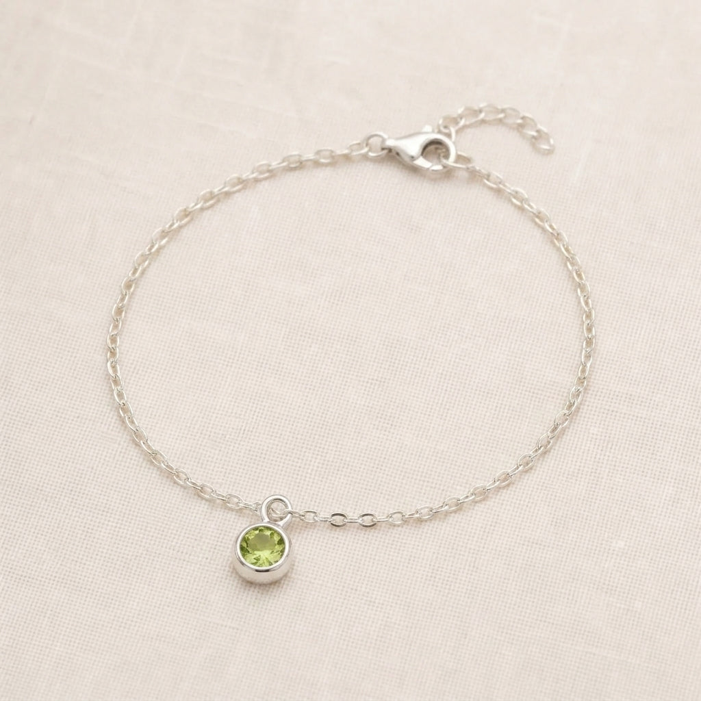 August Birthstone Bracelet | Peridot, Gold & Silver