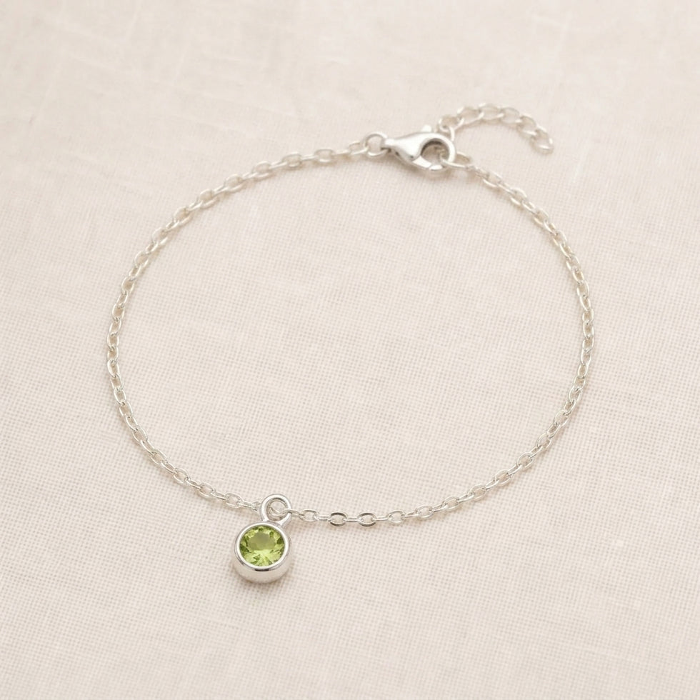 August Birthstone Bracelet | Peridot, Gold & Silver