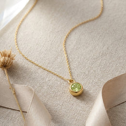 August Birthstone Necklace | Peridot, Gold & Silver