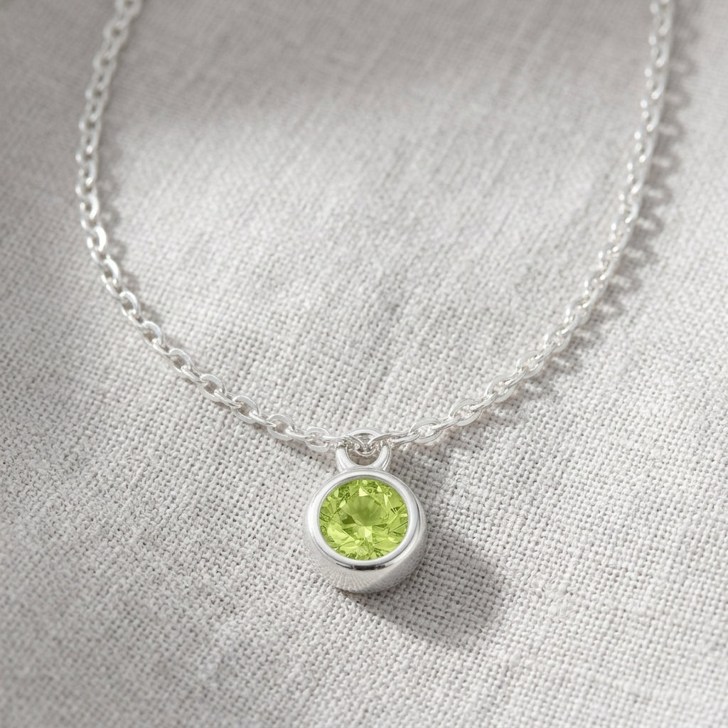 August Birthstone Necklace | Peridot, Gold & Silver