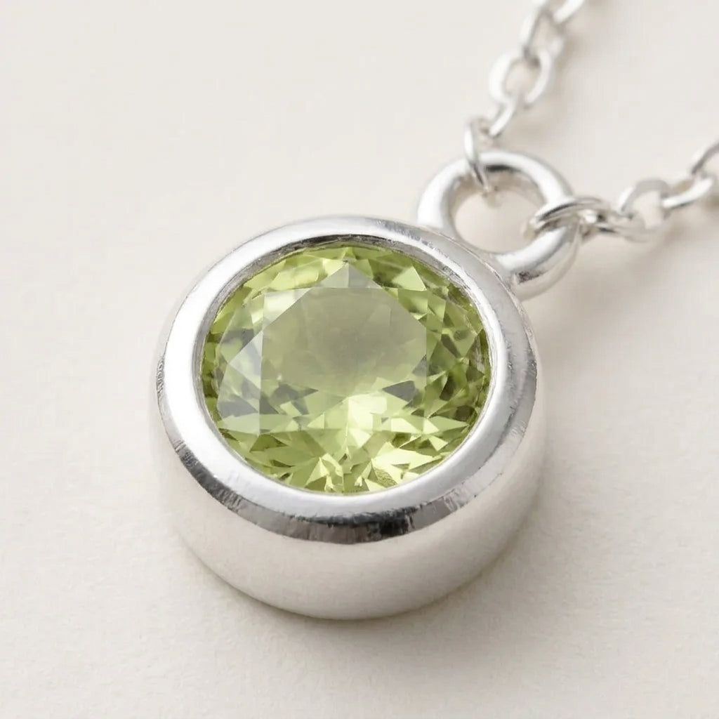 August Birthstone Necklace | Peridot, Gold & Silver