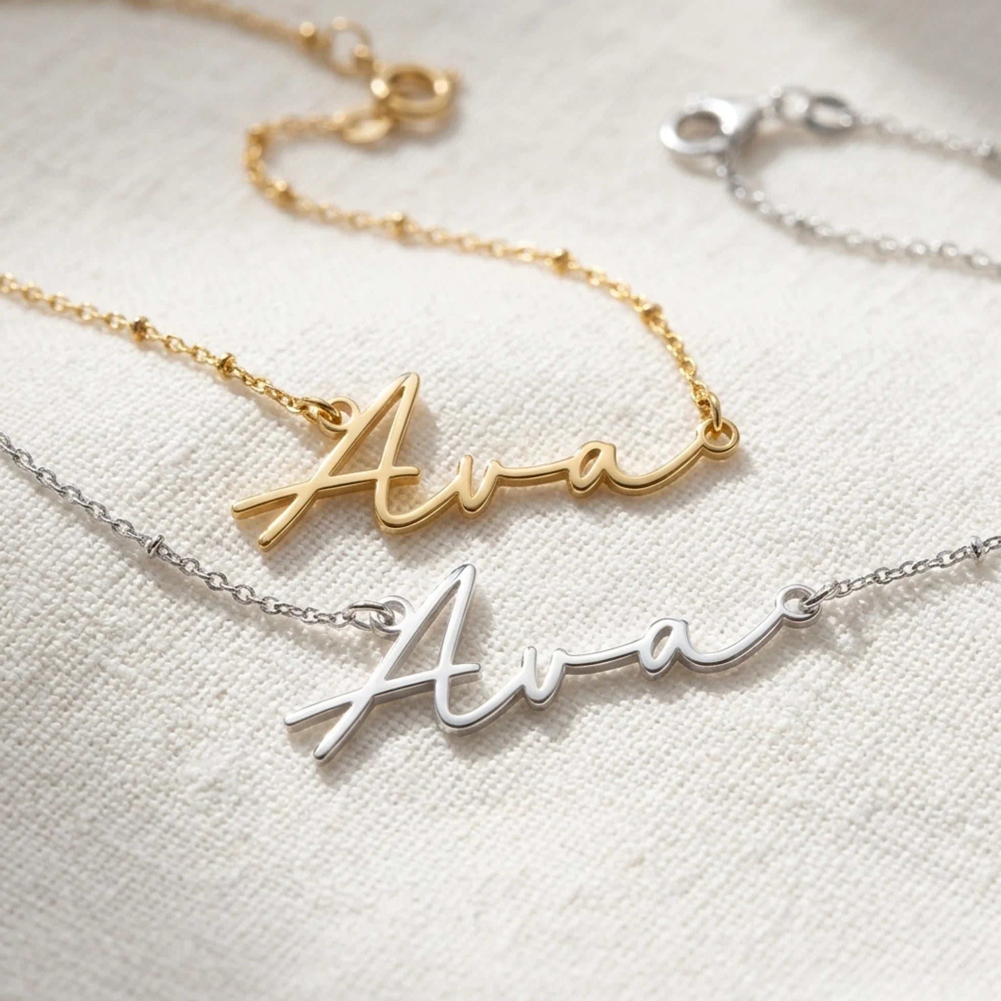 Ava Name Necklace | 18ct Gold, Silver & Vermeil | Ready to Ship