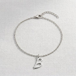 B Bracelet | Initial & Letter B Charm, Gold & Silver