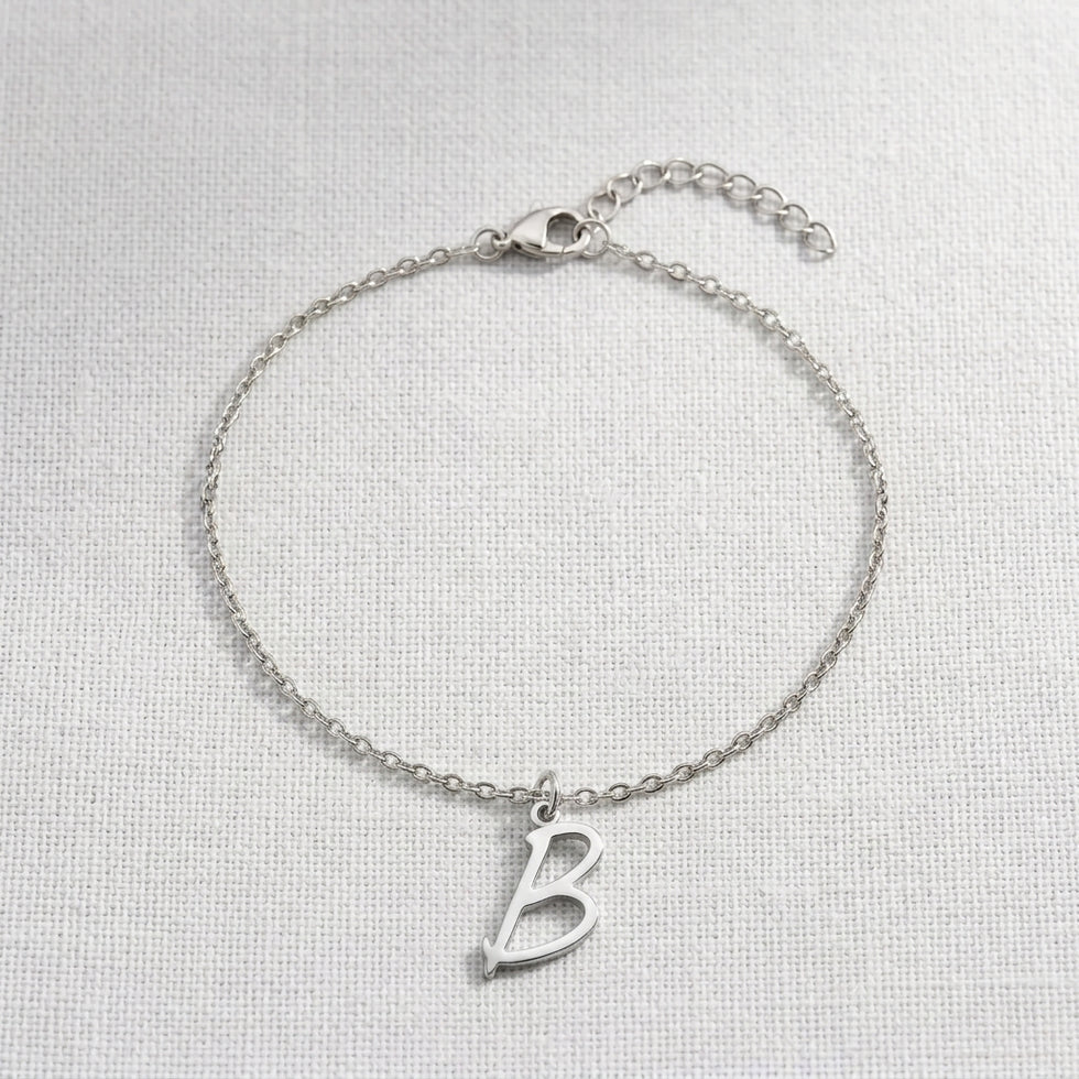 B Bracelet | Initial & Letter B Charm, Gold & Silver