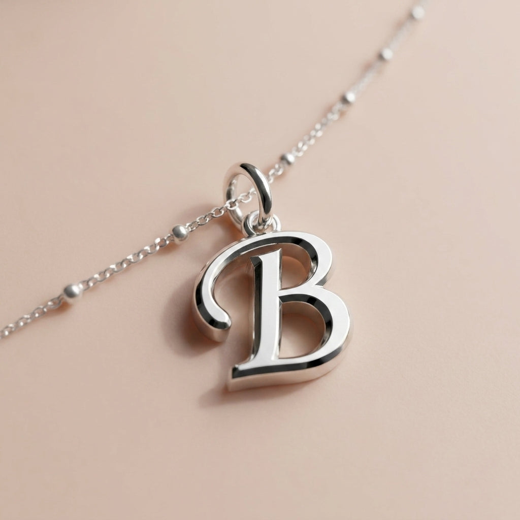 B Bracelet | Initial & Letter B Charm, Gold & Silver