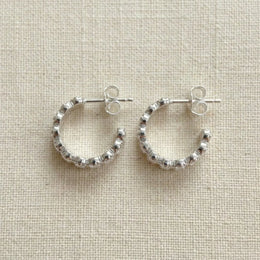 Baguette Stud Hoop Earrings in Gold & Silver
