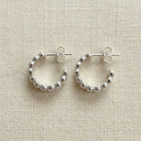 Baguette Stud Hoop Earrings in Gold & Silver