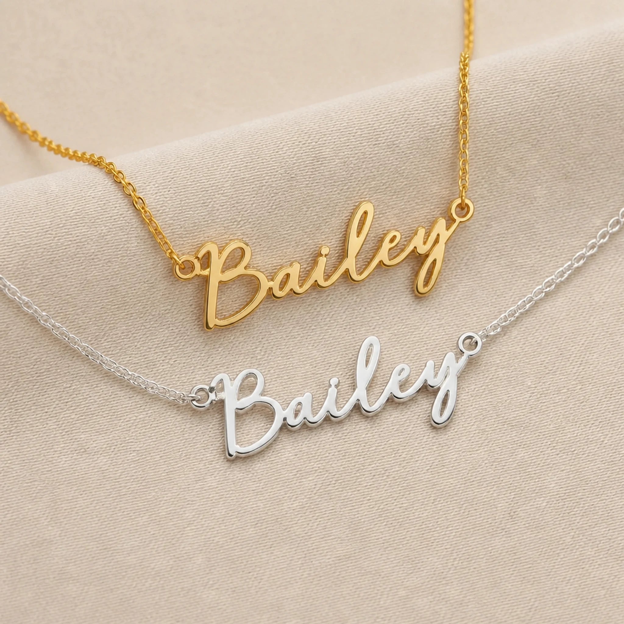 Bailey Name Necklace | 18ct Gold, Silver & Vermeil | Ready to Ship