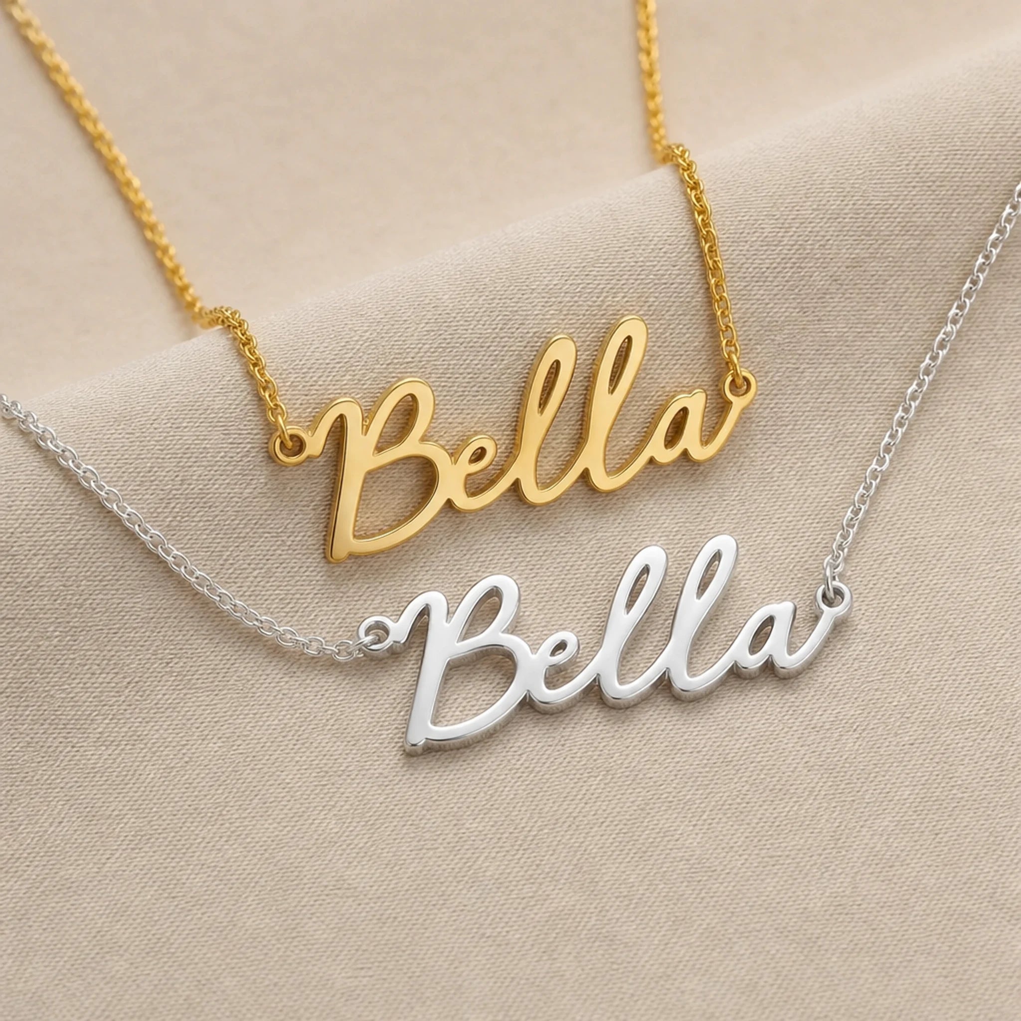 Bella Name Necklace | 18ct Gold, Silver & Vermeil | Ready to Ship