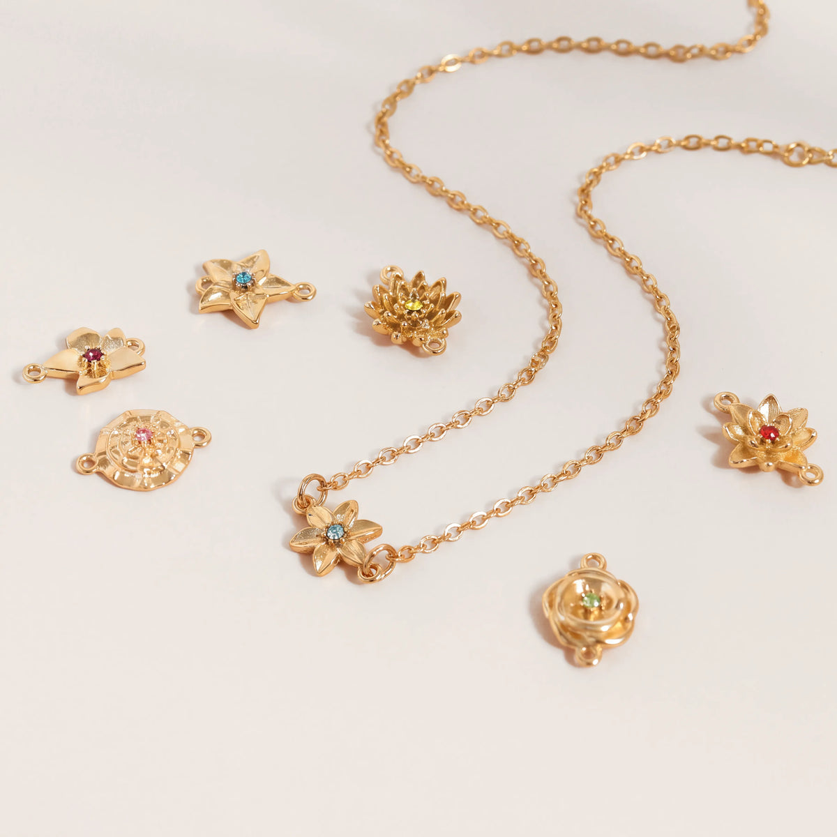Birth Flower Necklace in 18ct Gold & Sterling Silver. Choose from 12 Birth Flowers in 3 Styles