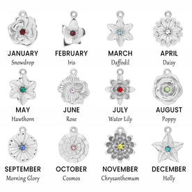 Birth Flower Necklace in 18ct Gold & Sterling Silver. Choose from 12 Birth Flowers in 3 Styles
