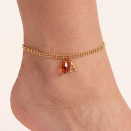 Birthstone & Initial Anklet | Personalised | HBD