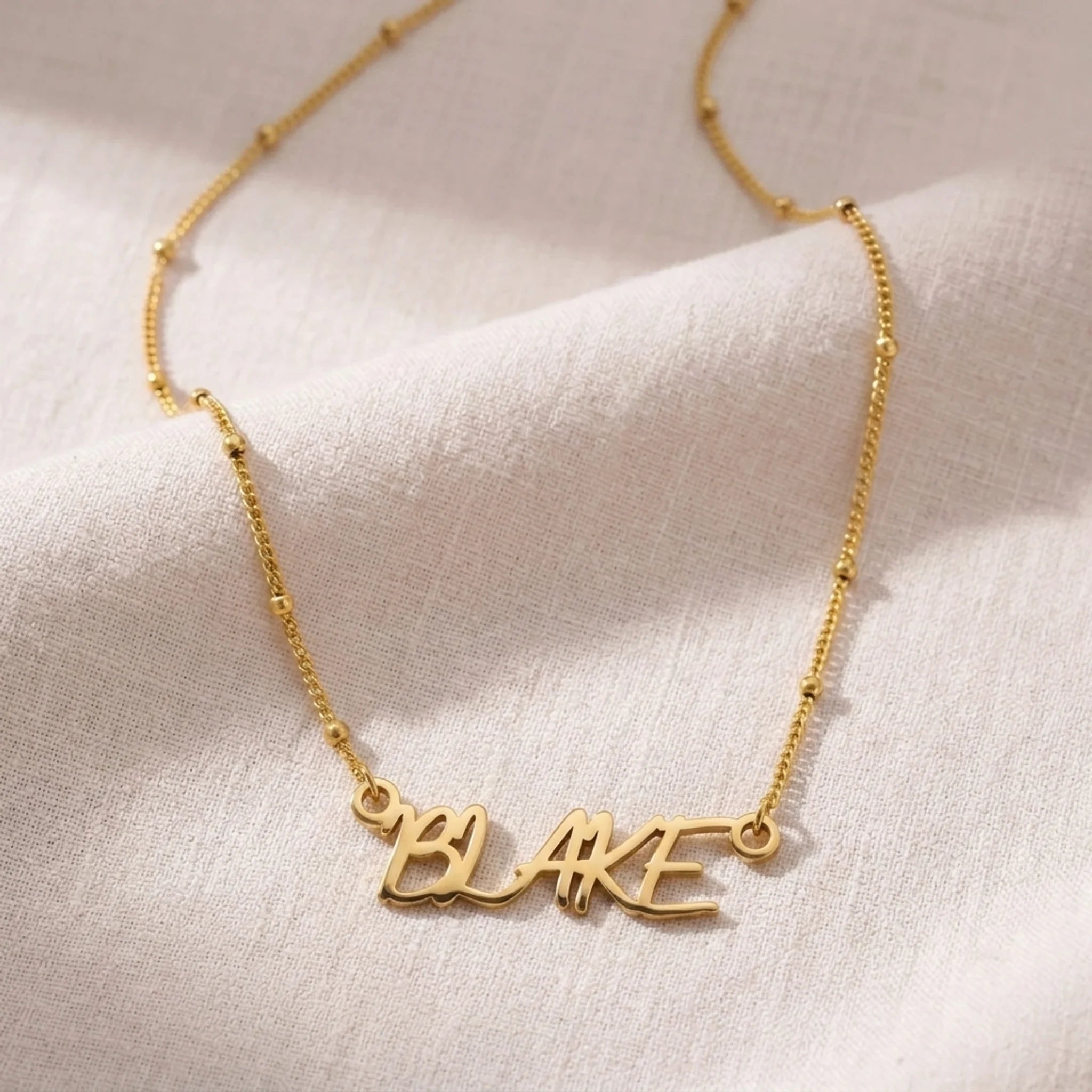 Blake Name Necklace | 18ct Gold, Silver & Vermeil | Ready to Ship