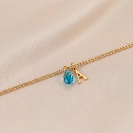 Birthstone & Single Initial Bracelet in 18K Gold or Sterling Silver