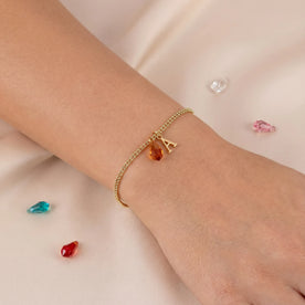 Birthstone & Single Initial Bracelet in 18K Gold or Sterling Silver