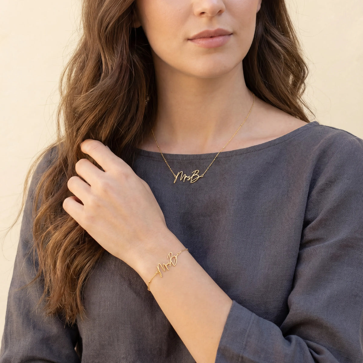 Custom Mrs Name Bracelet – Gold or Silver Personalised Bridal Jewellery