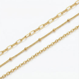 Set of 3 Layered Bracelets in Gold or Silver - Jewelry Bracelet Set