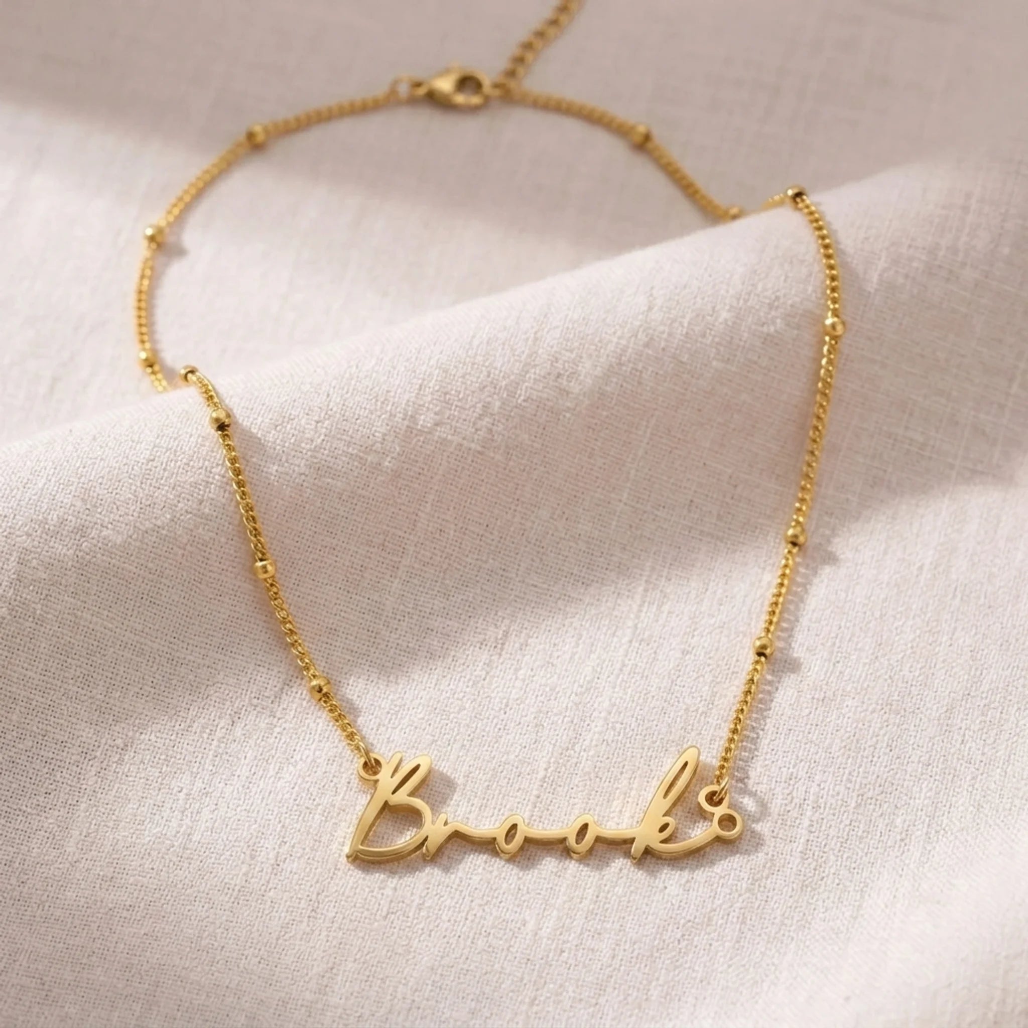 Brooke Name Necklace | 18ct Gold, Silver & Vermeil | Ready to Ship
