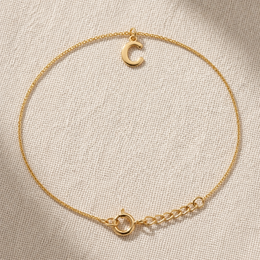 C Bracelet | Initial & Letter C Charm, Gold & Silver