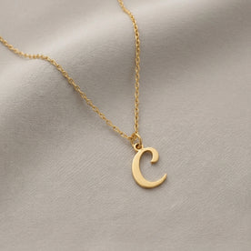 C Necklace | Initial & Letter C Pendant, Gold & Silver