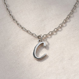 C Necklace | Initial & Letter C Pendant, Gold & Silver