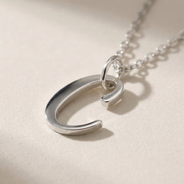 C Necklace | Initial & Letter C Pendant, Gold & Silver