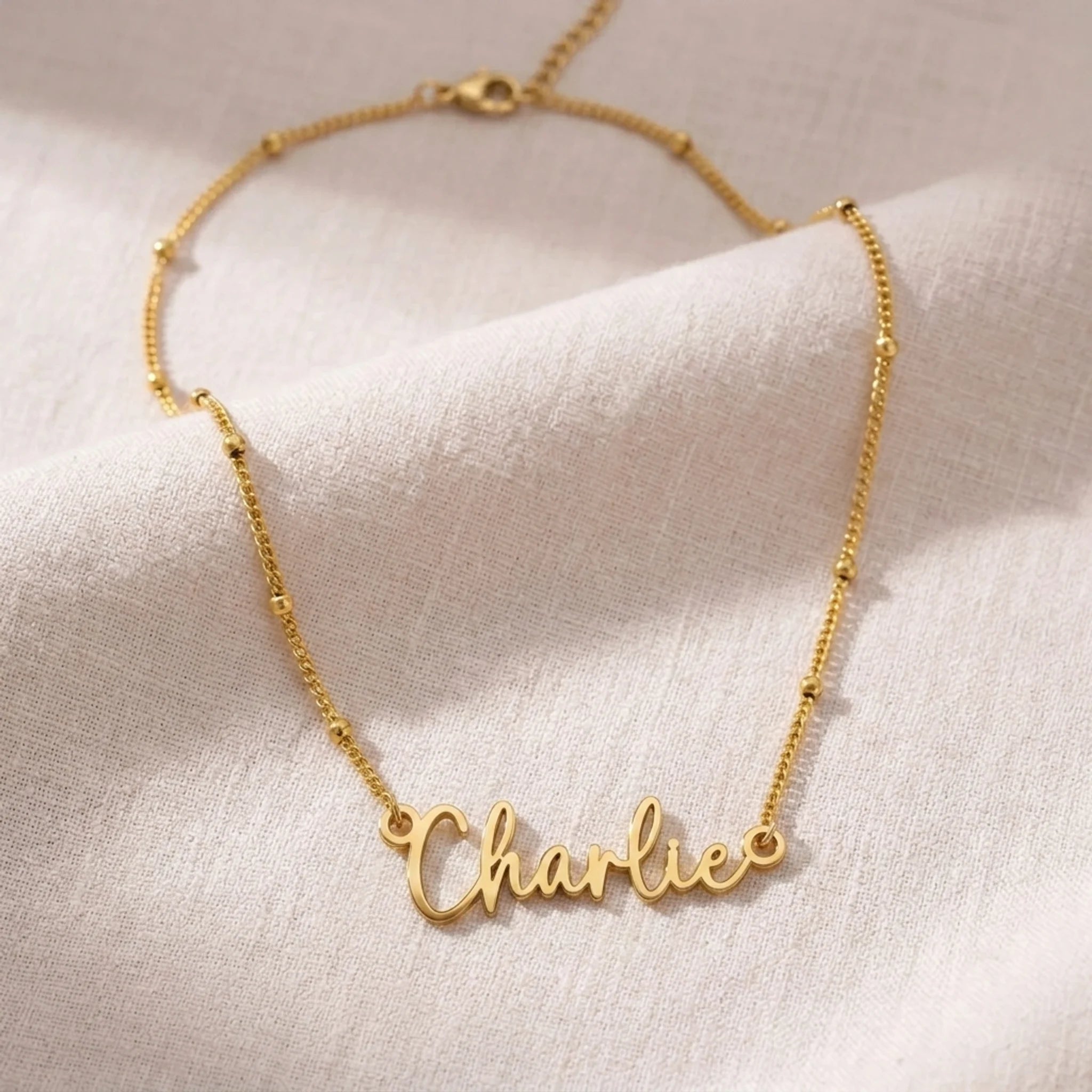 Charlie Name Necklace | 18ct Gold, Silver & Vermeil | Ready to Ship