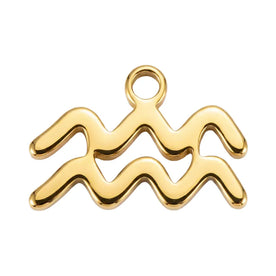 Aquarius Zodiac | Gold or Silver Add-On Charm - HBD