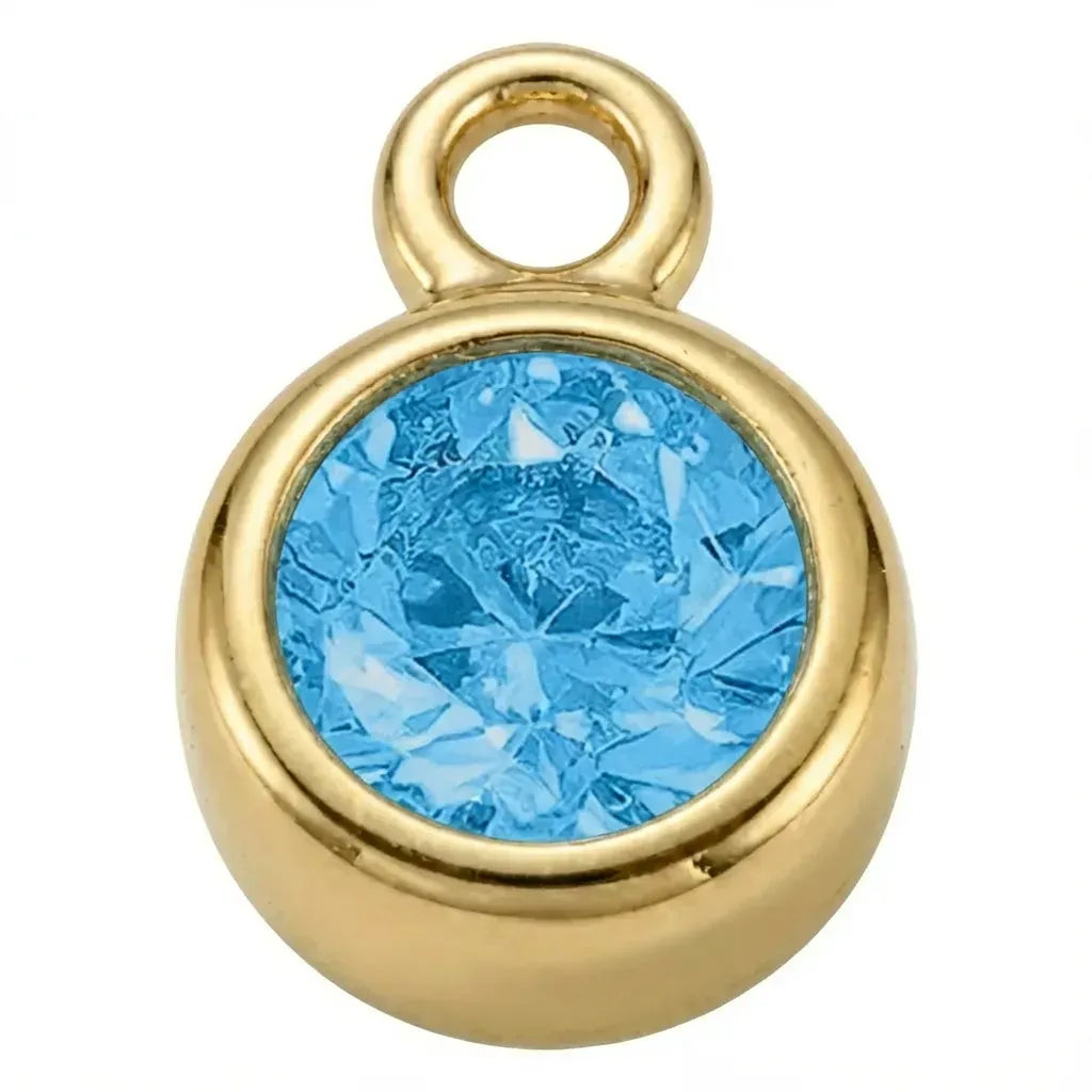 Charm Gold - December Blue Zircon Birthstone HBD