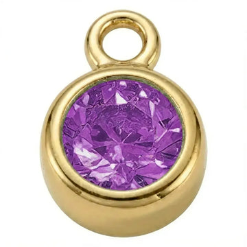February Amethyst Birthstone Charm - gold