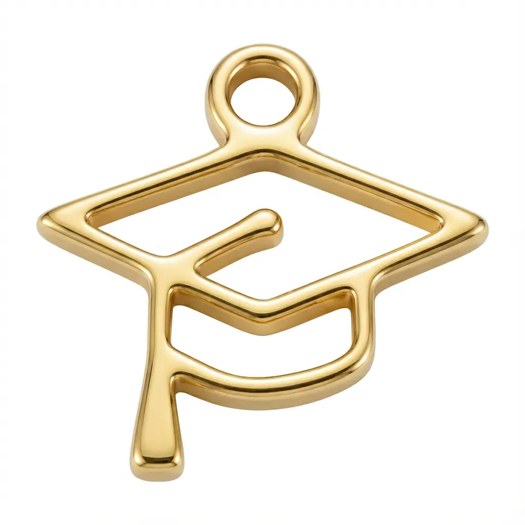 Charm Gold Graduation Cap Symbol Charm HBD