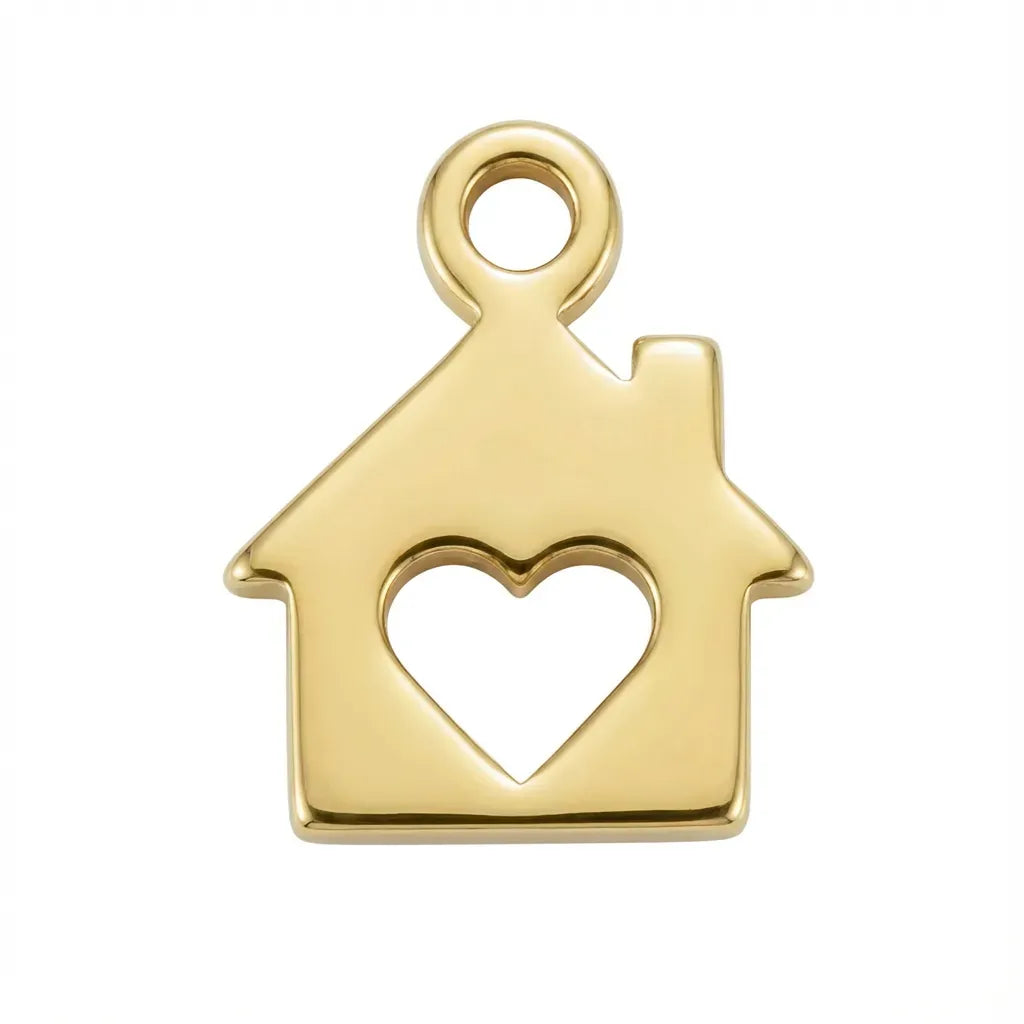 Charm Gold House & Heart Symbol Home Charm HBD