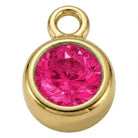 Charm Gold - July Ruby Birthstone HBD