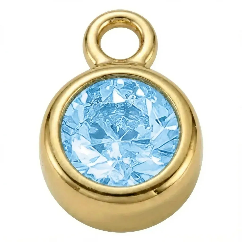 Charm Gold - March Aquamarine Birthstone HBD